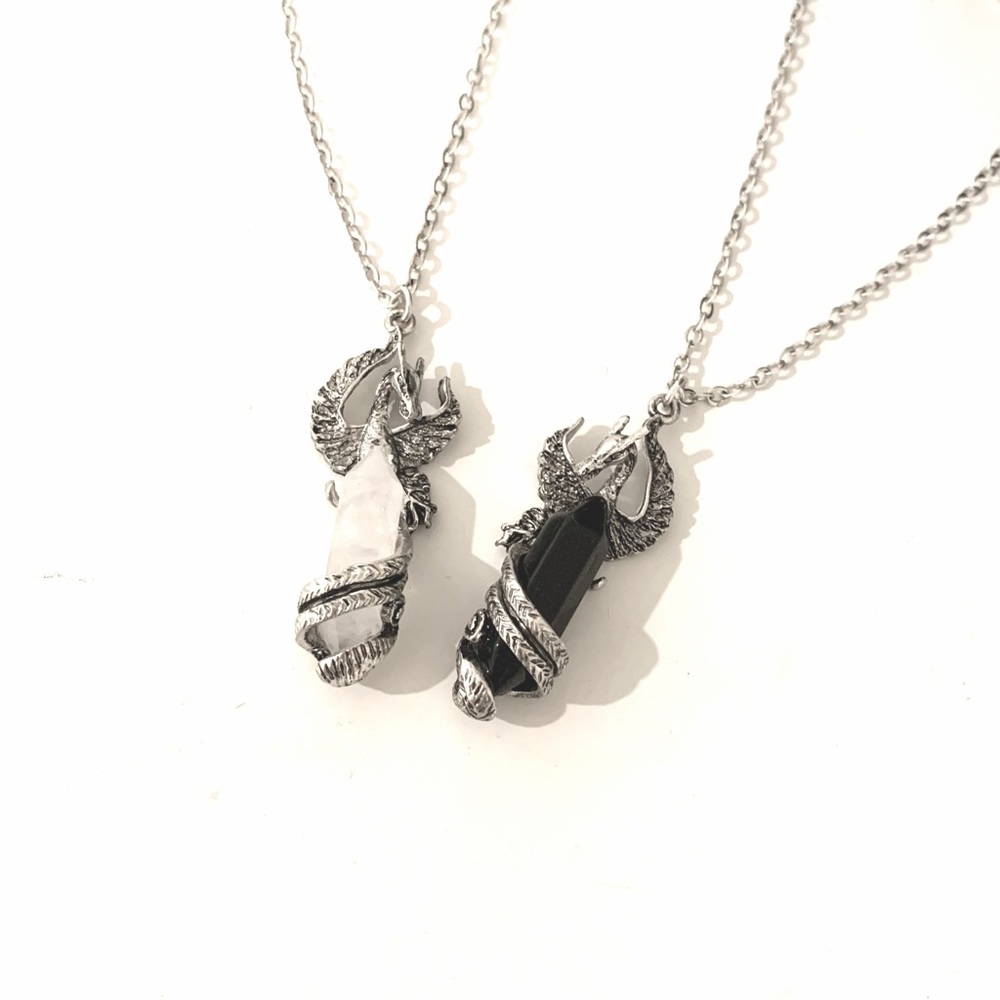 $15/2 DRAGON CRYSTAL NECKLACES PAIR